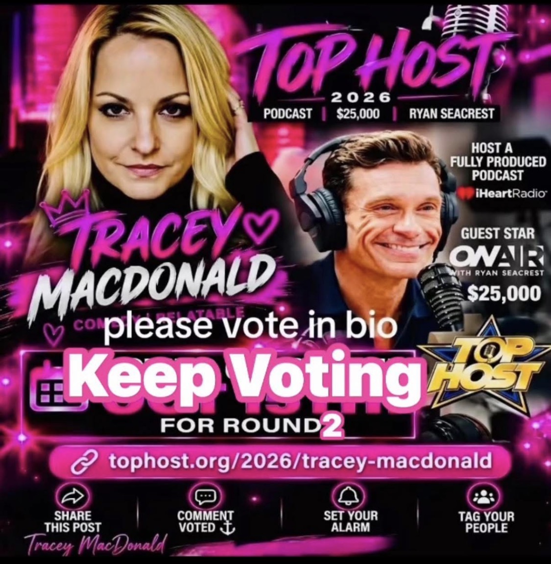 Supplied Tracey MacDonald Top Host 2026 campaign artwork featuring a portrait of Tracey